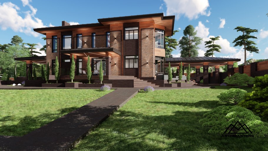 Дом в стиле прерий Райта 250 кв