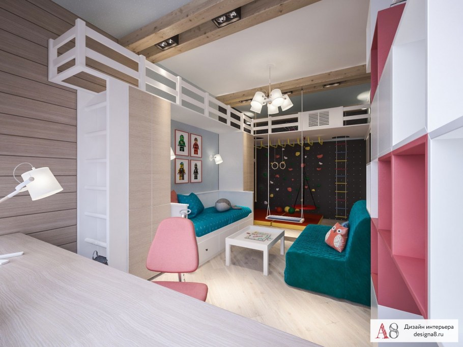 Студия для семьи с двумя детьми планировка