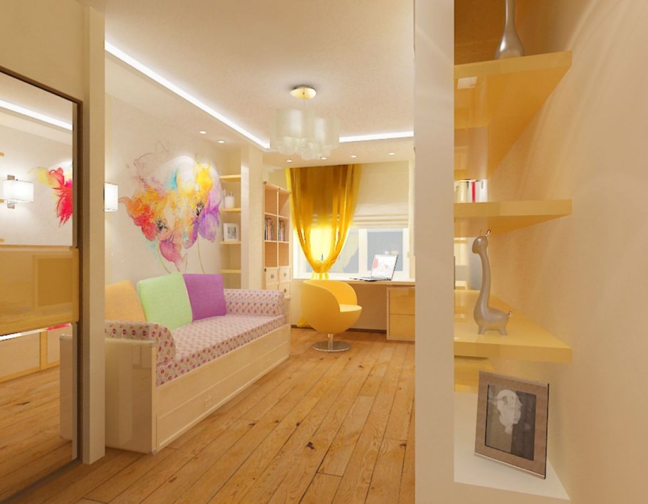 Зонирование спальни и детской