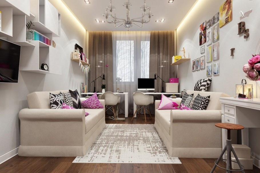 Детская комната для девочек двойняшек