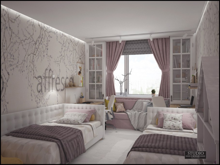 Зонирование комнаты подростка девочки