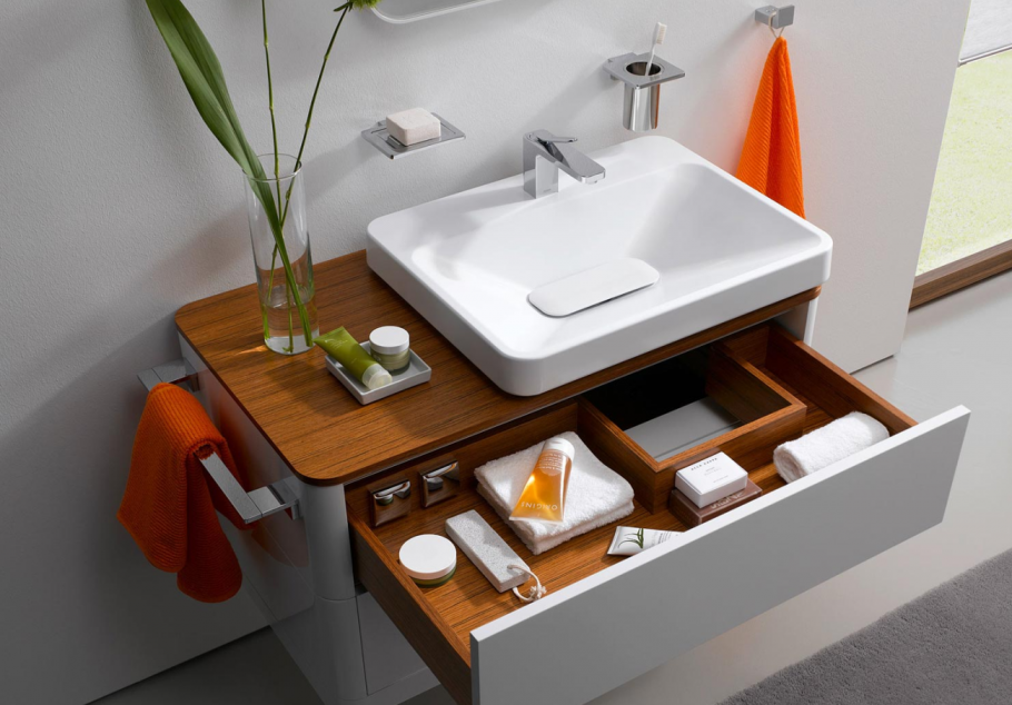 Угловая раковина с тумбой