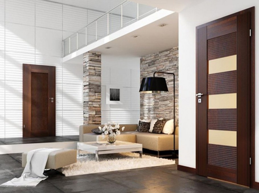 Коричневый плинтус в интерьере