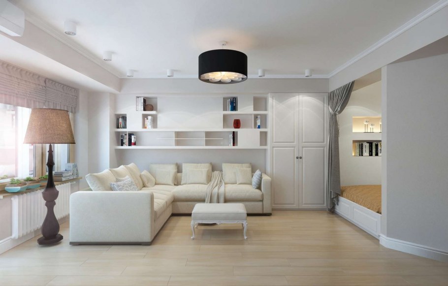 Гостиная в однокомнатной квартире