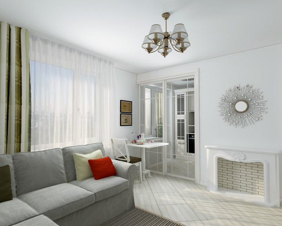 Спальня-гостиная с перегородкой