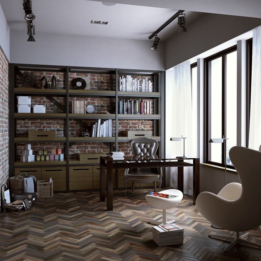 Интерьер кабинета в стиле лофт