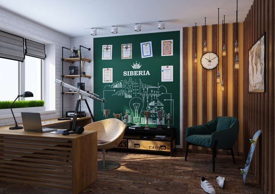 Маленький кабинет в стиле лофт