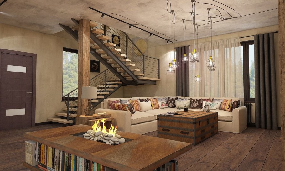 Стиль лофт в интерьере загородного дома