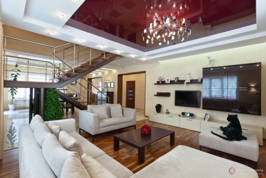 Кухня гостиная в двухэтажном доме