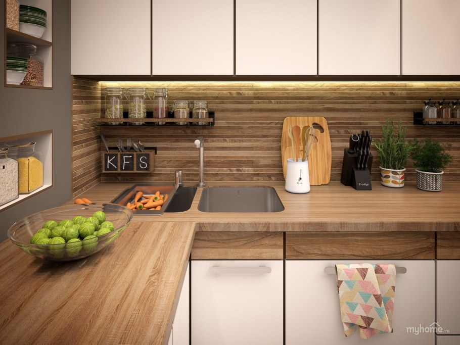 Кухня икеа белая с деревянной столешницей