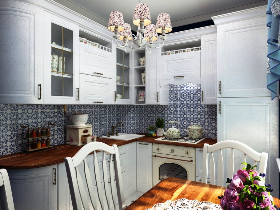 Кухня 10кв.м. с балконом в стиле Прованс