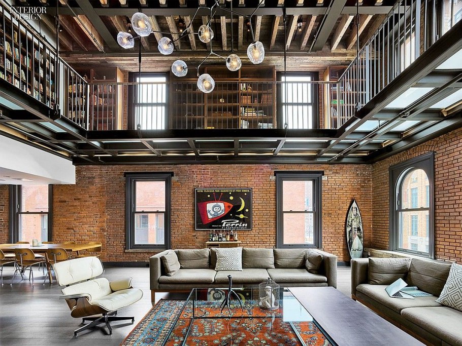 Двухуровневый пентхаус в стиле лофт Нью Йорк