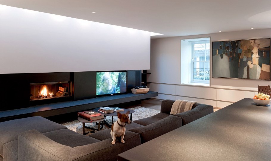 Гостиная с камином Минимализм