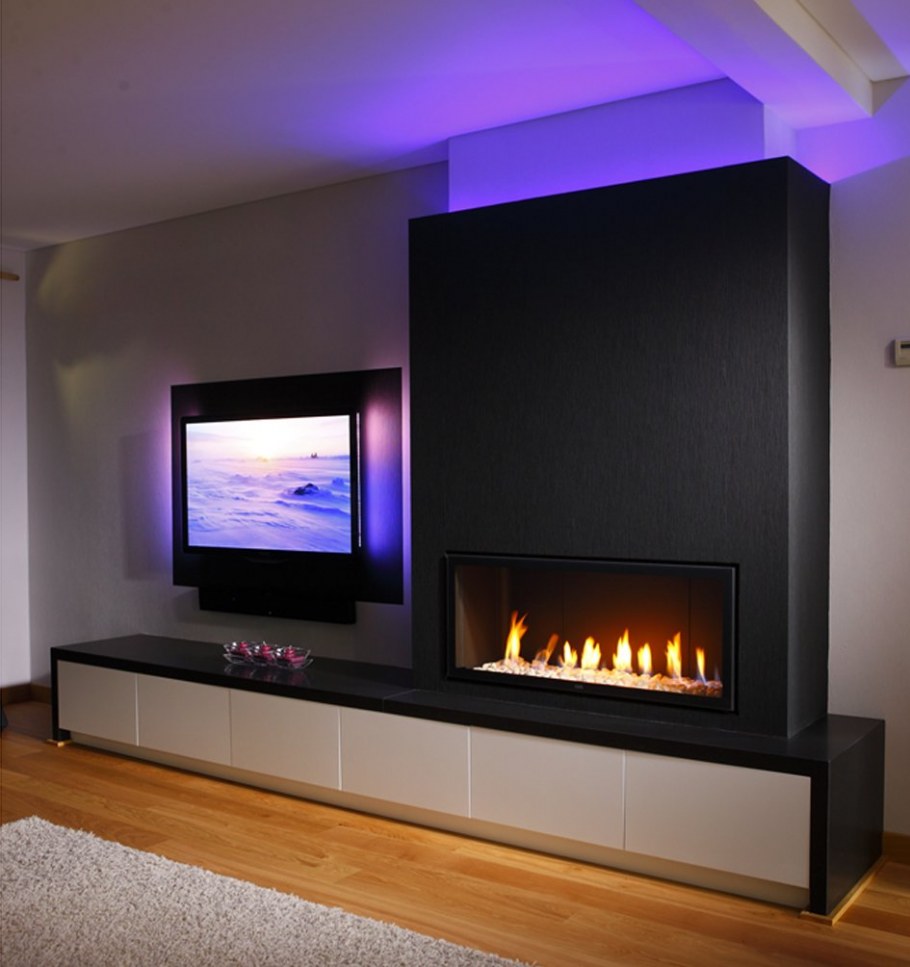 Дизайн зала с биокамином