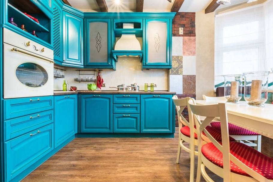 Бирюзовая кухня икеа