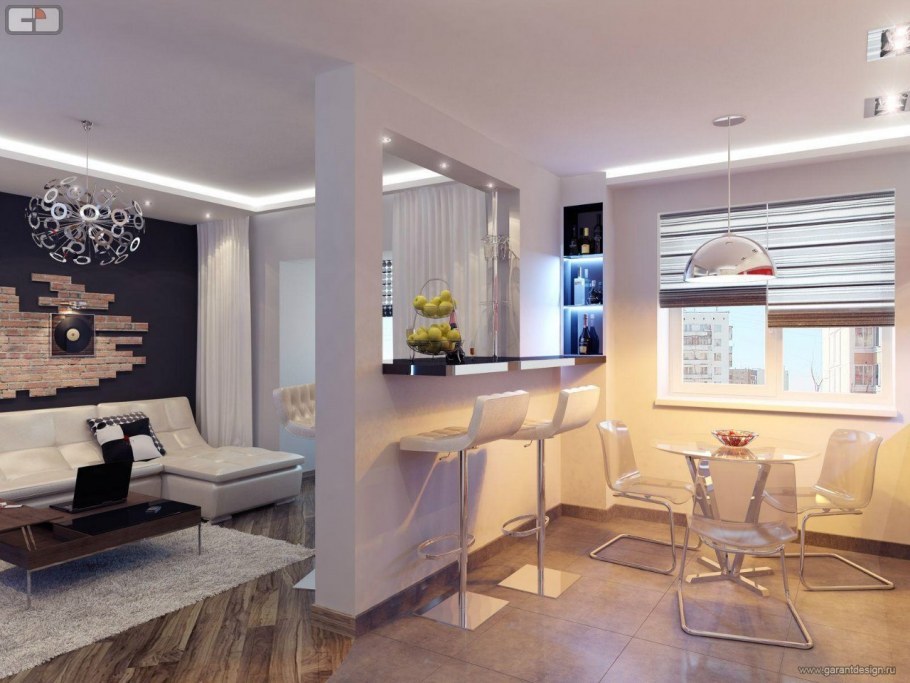 Кухня гостиная в однокомнатной