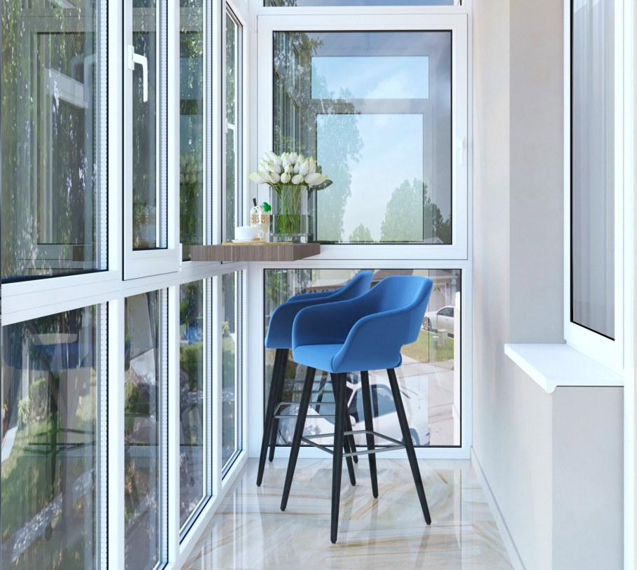 Подоконник барная стойка на лоджии