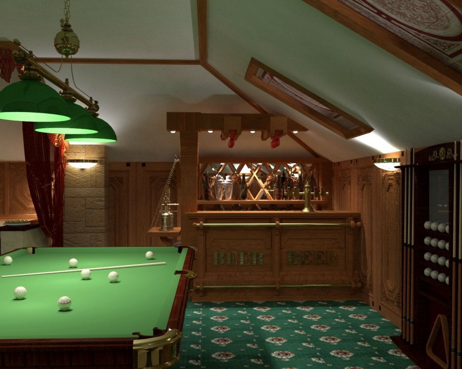 Бильярдная в деревянном доме