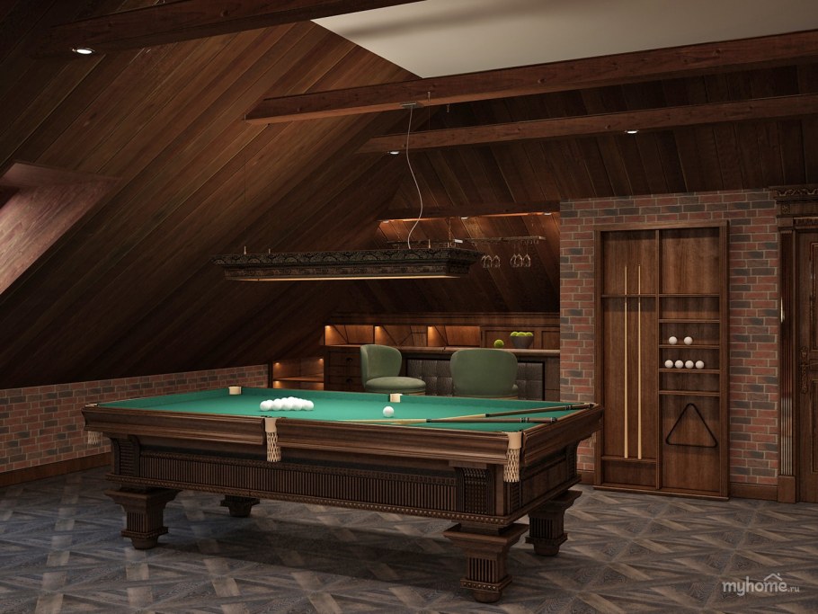 Потолки в бильярдной комнате