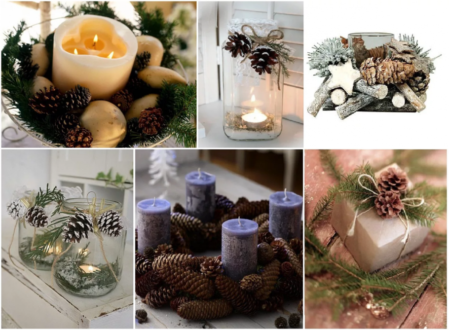 Новогодний декор с шишками