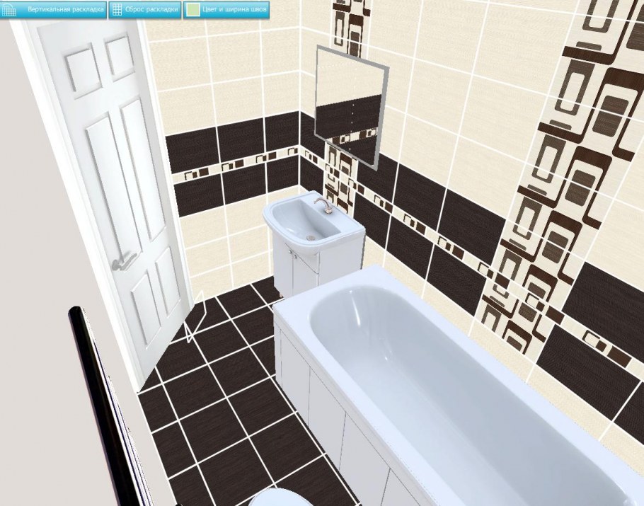 Вертикальная раскладка плитки в ванной