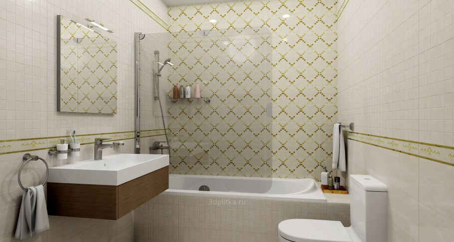 Черно белая плитка в ванной