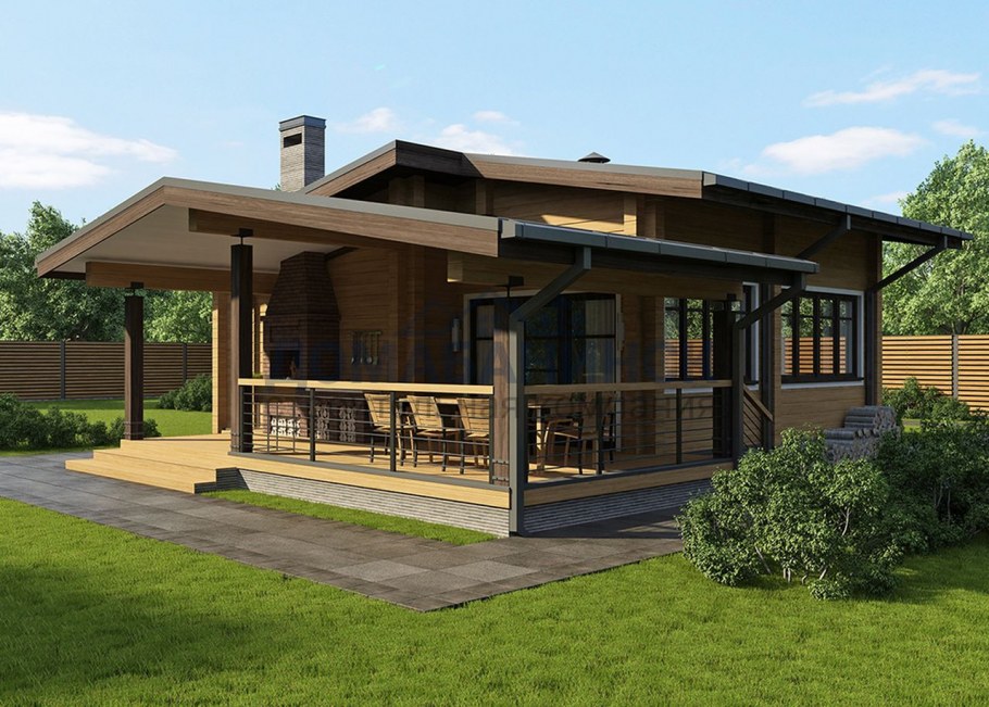 Баня из клееного бруса 6на 9 с террасой