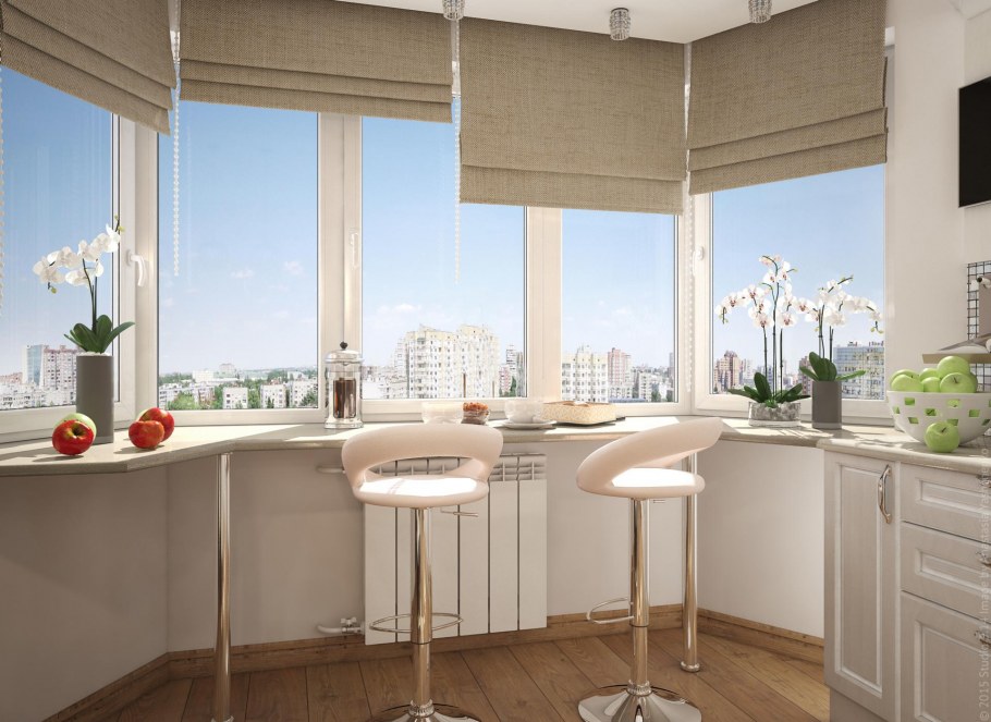 Обеденная зона в эркере