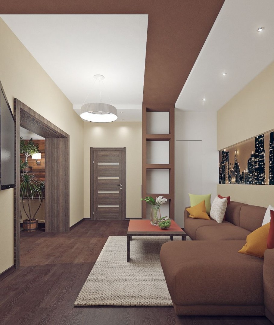 Гостиная в стиле лофт с диваном