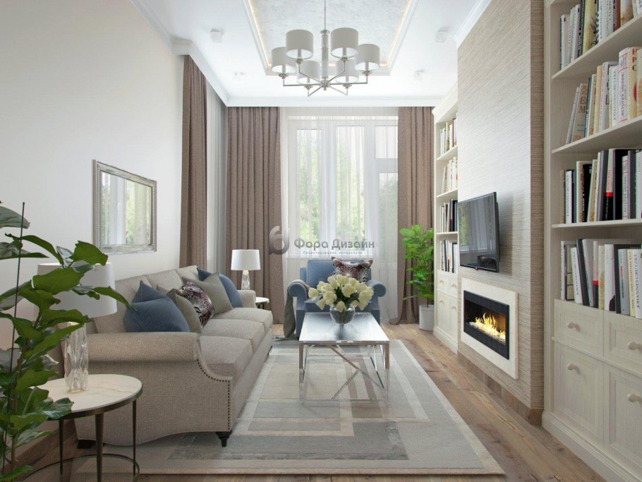 Интерьер зала без окон