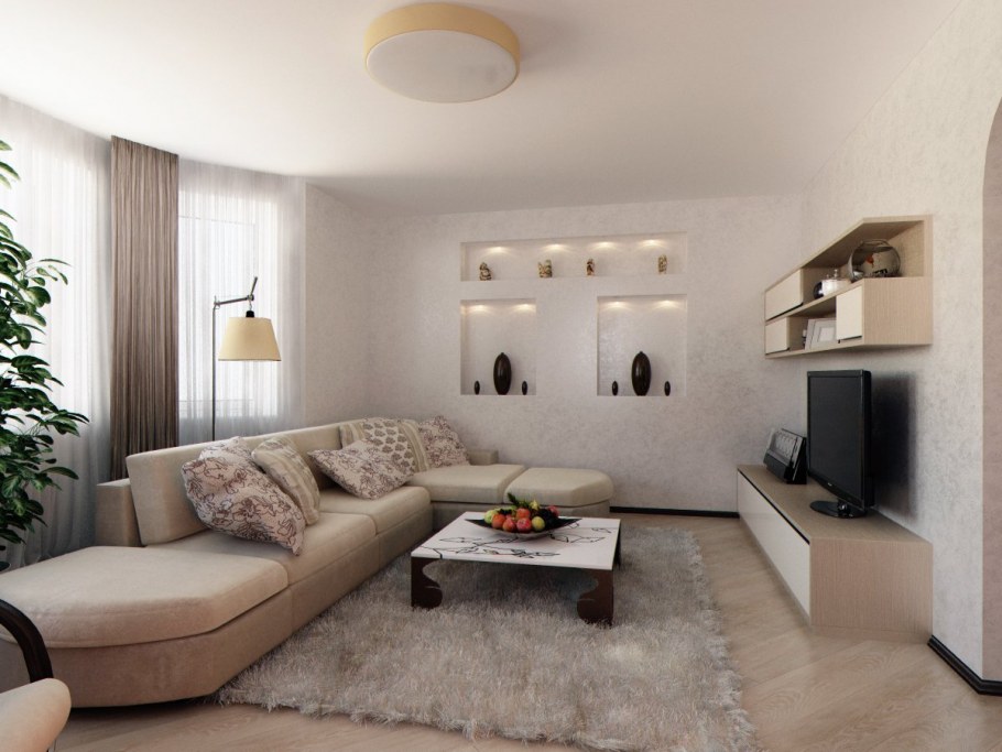 Полки по периметру комнаты