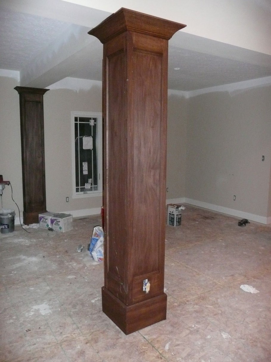 Отделка колонн деревом