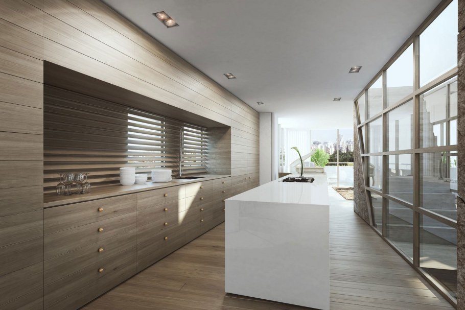 Кухня-гостиная в стиле Минимализм в частном доме