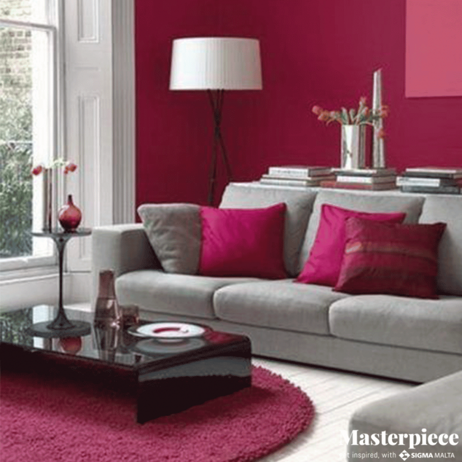 Гостиная в бордовом цвете