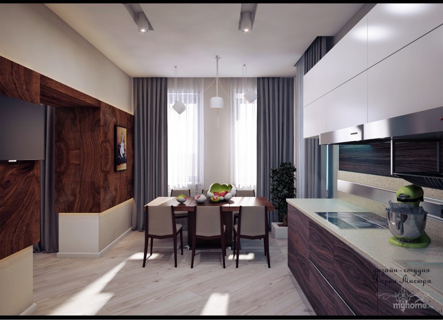 Интерьер трехкомнатной квартиры 57