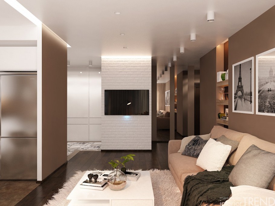 Гостинная совмешена с кухнкй