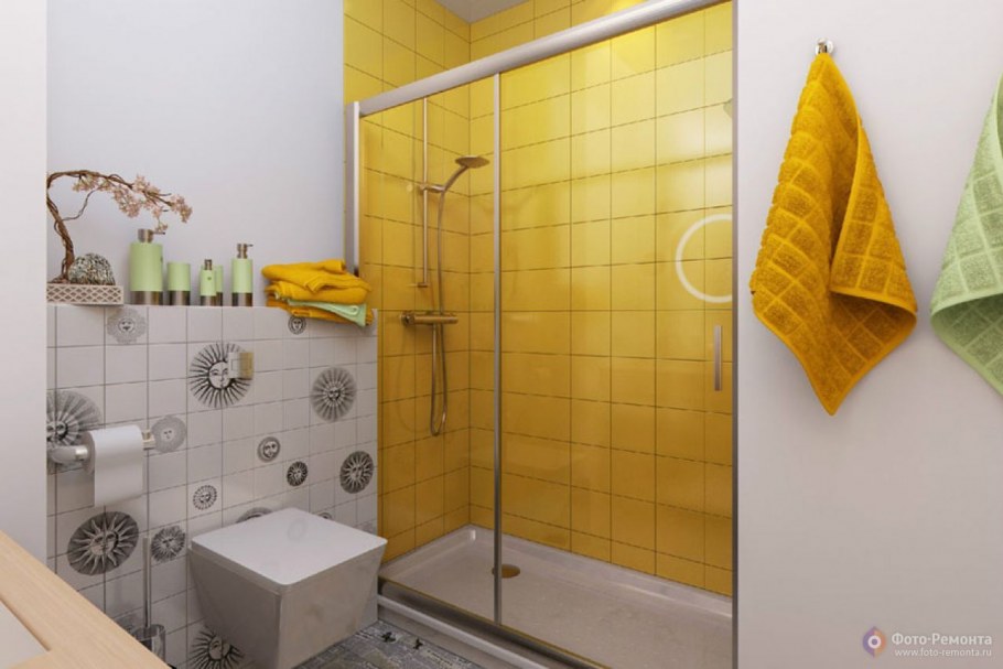 Ванная желтая плитка