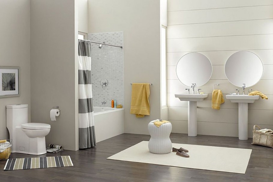 Ванная желтая с серым