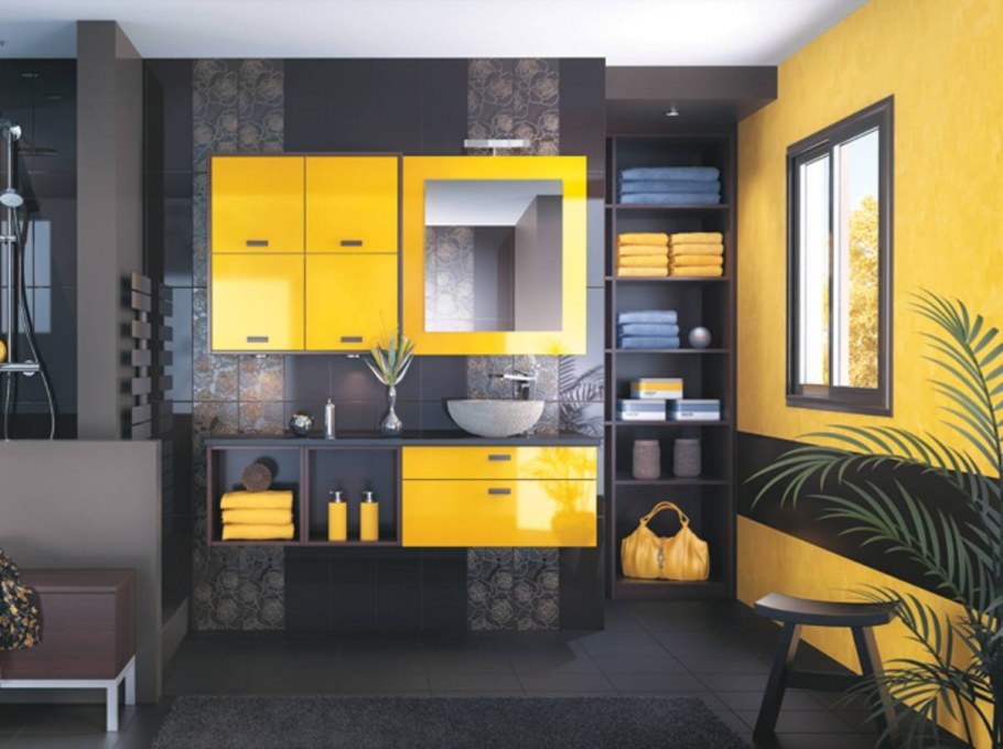 Черно желтая ванная