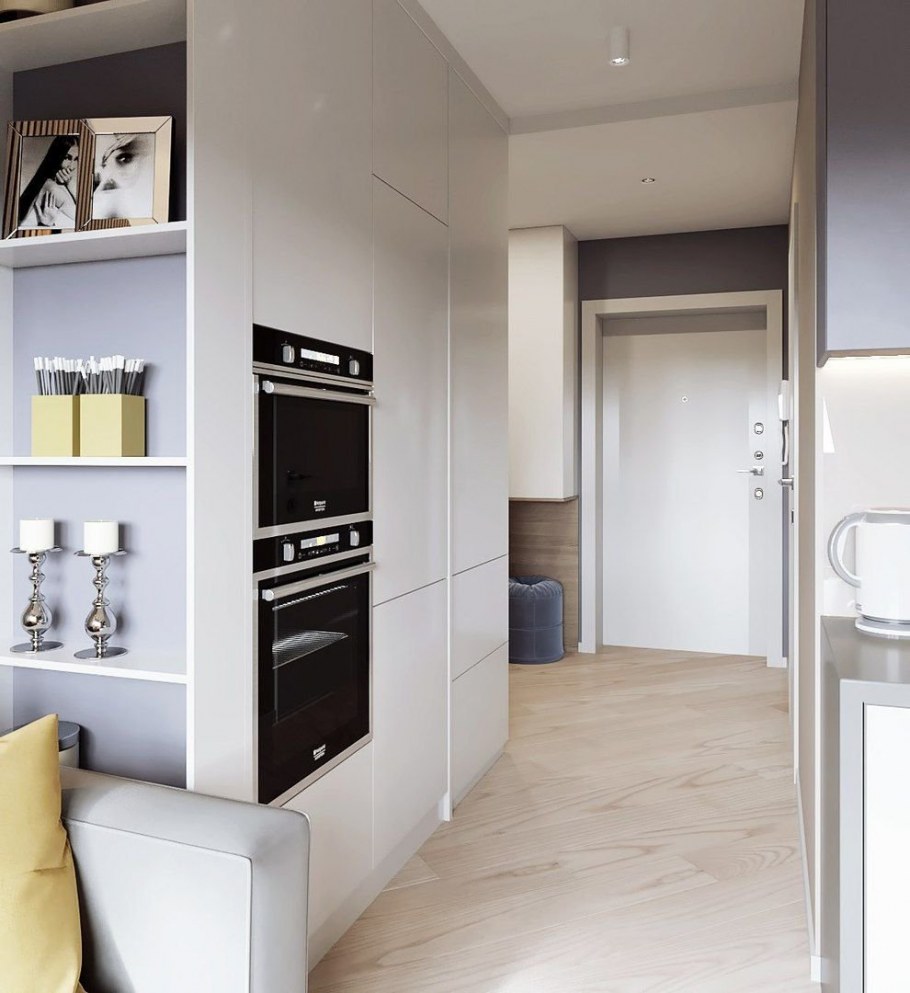 Кухня в коридоре в студии