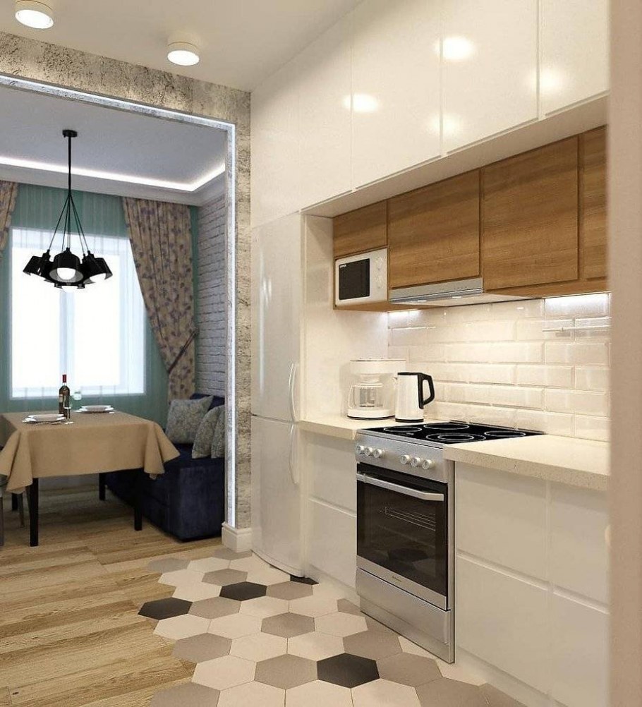 Отделка кухни с балконом