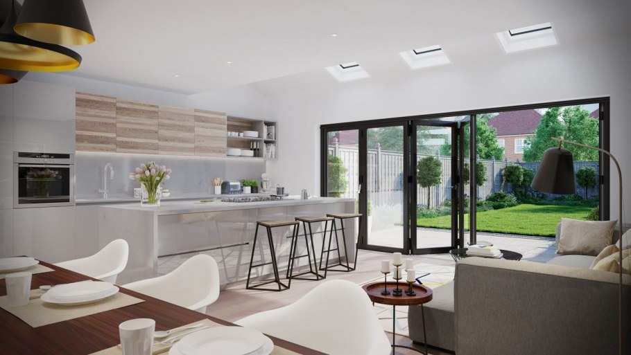 Кухня с панорамными окнами