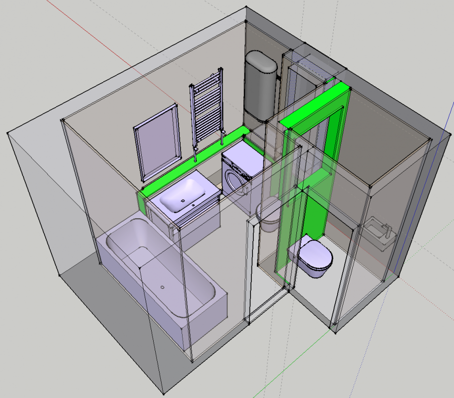 Интерьер ванной комнаты совмещенной с туалетом в планировке