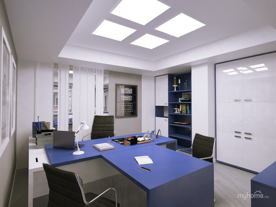 Кабинет директора в синих тонах