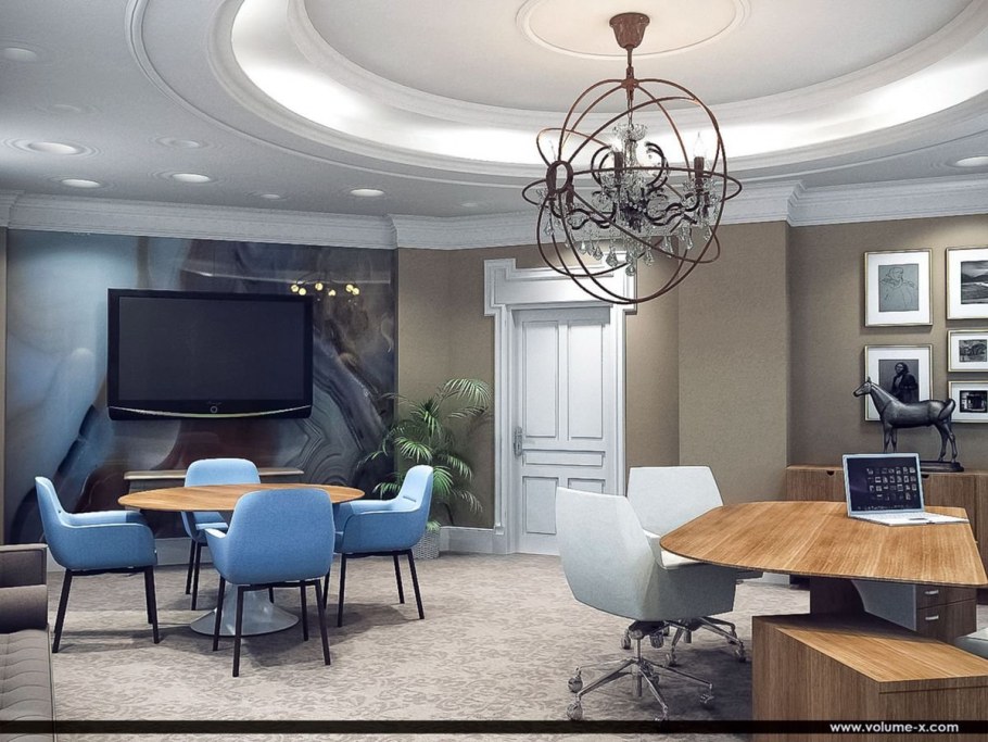 Кабинет директора в синих тонах