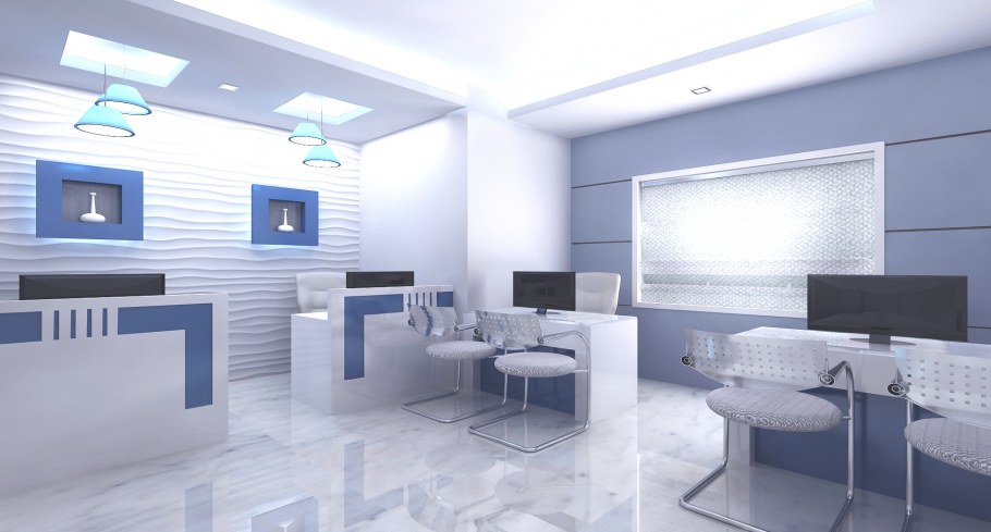 Офисный интерьер в синих тонах