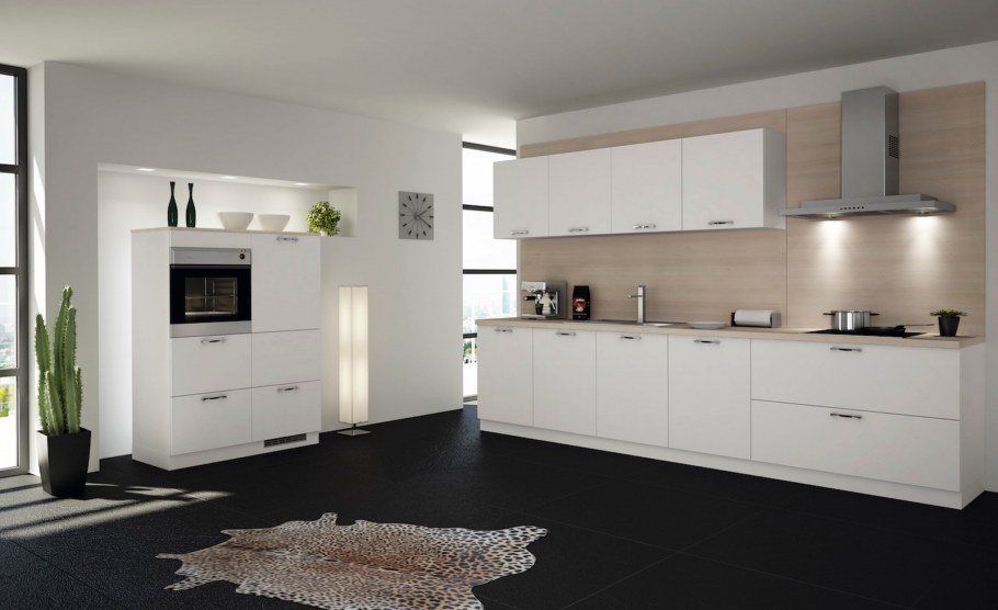 Кухня белый глянец в интерьере