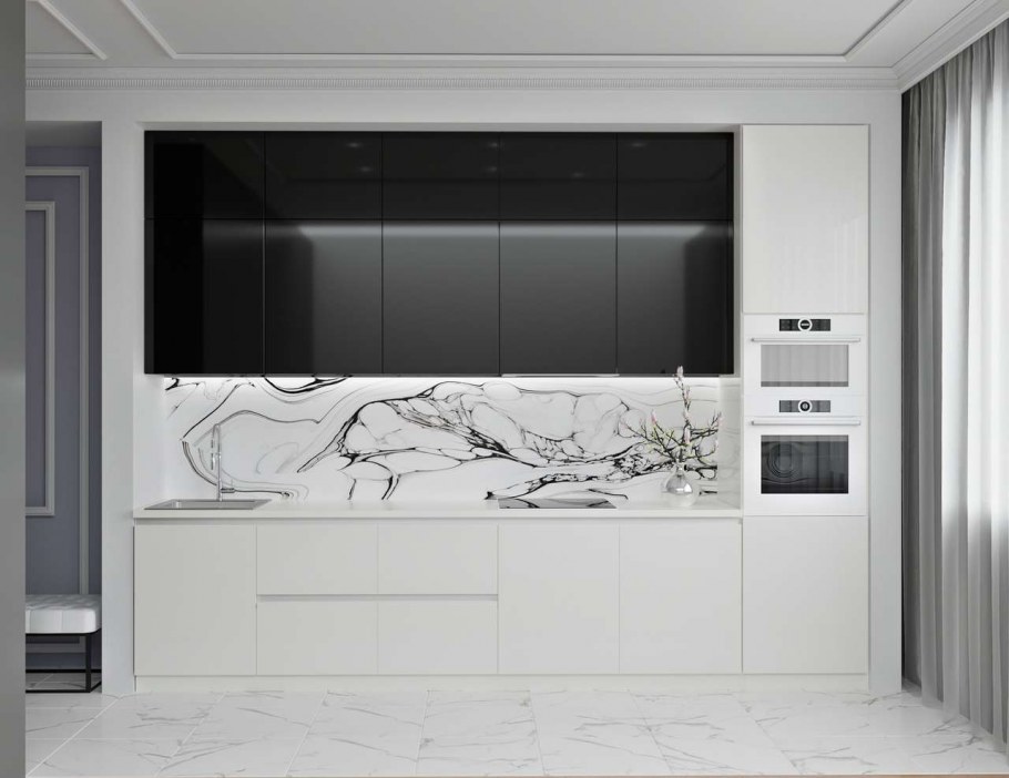 Кухни Модерн белый глянец угловые