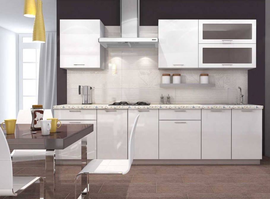 Реальные кухни белый глянец