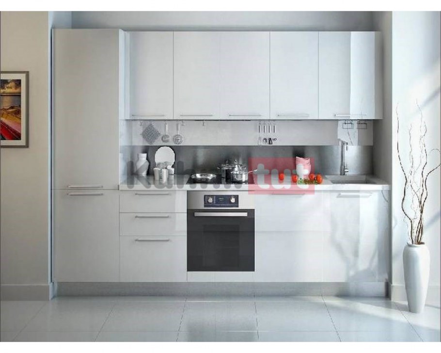 Кухня гостиная белый глянец